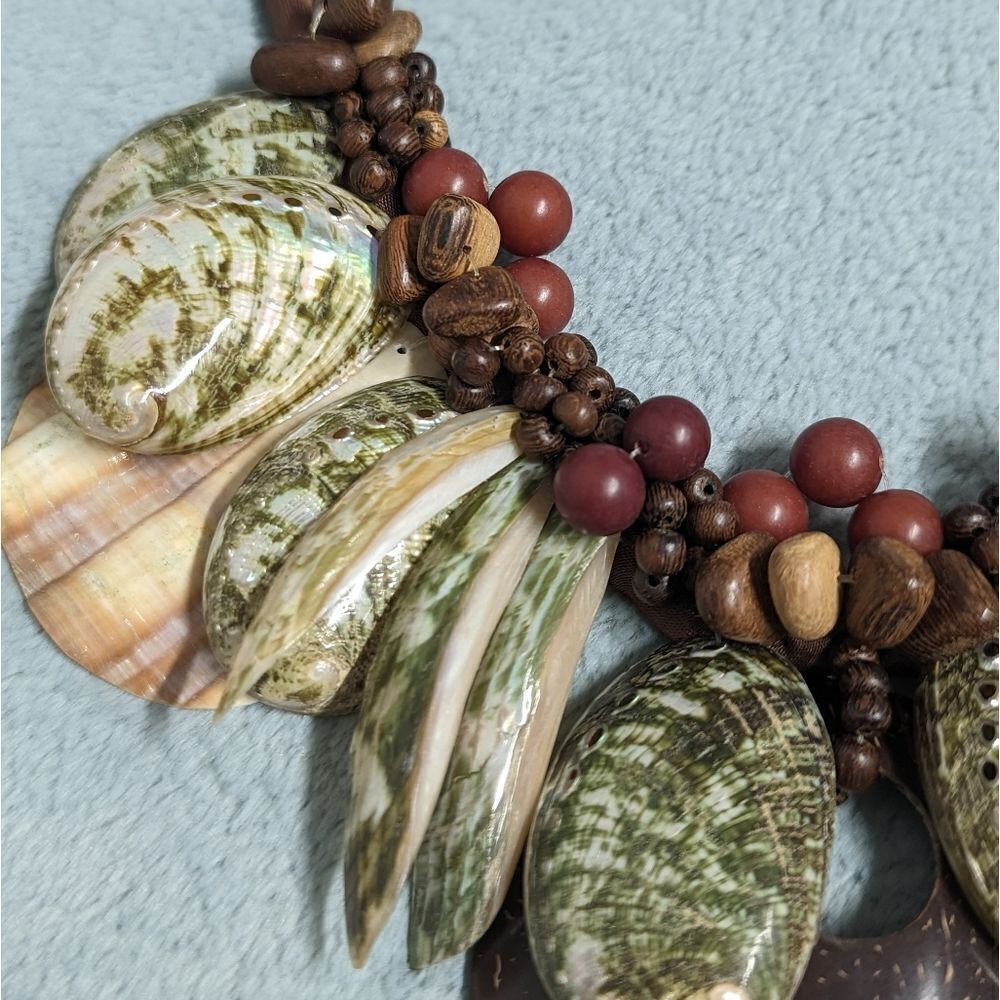 Vintage Artisan Made Natural Shells and Seeds Necklaces on a Satin Cord - Picture 11 of 14